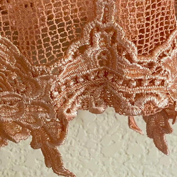 Simply Noelle Peach Mesh Sparkling Sequin Beach Cover-Up Sleeveless Top S/M - Picture 7 of 8